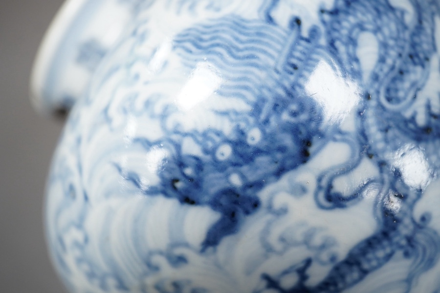 A Chinese blue and white 'dragon' vase, probably Qing dynasty